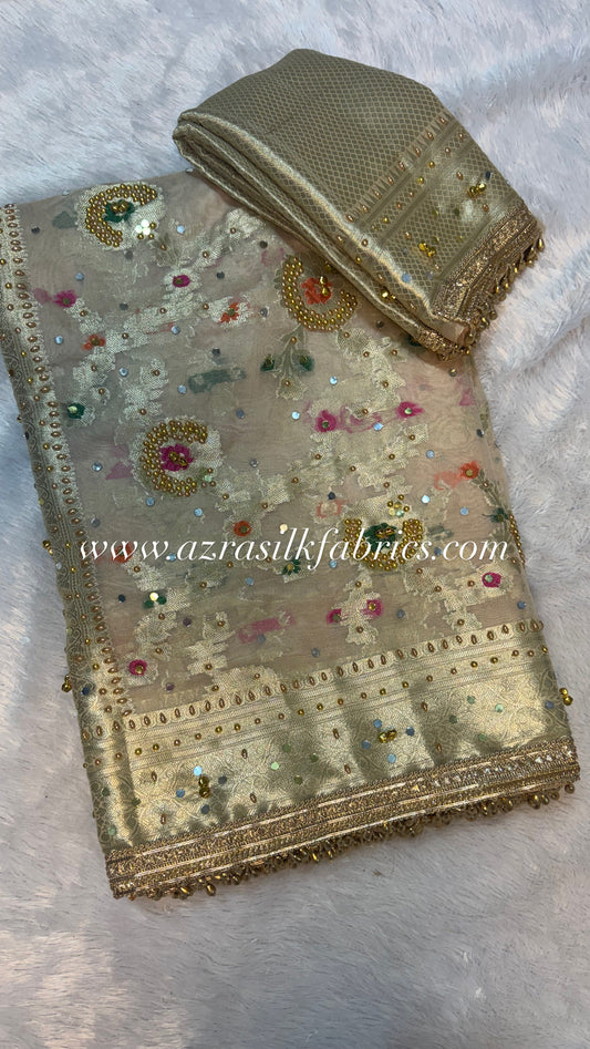 Ghunghroo X Banarasi khaddi georgette silk saree🫶🏻😍
