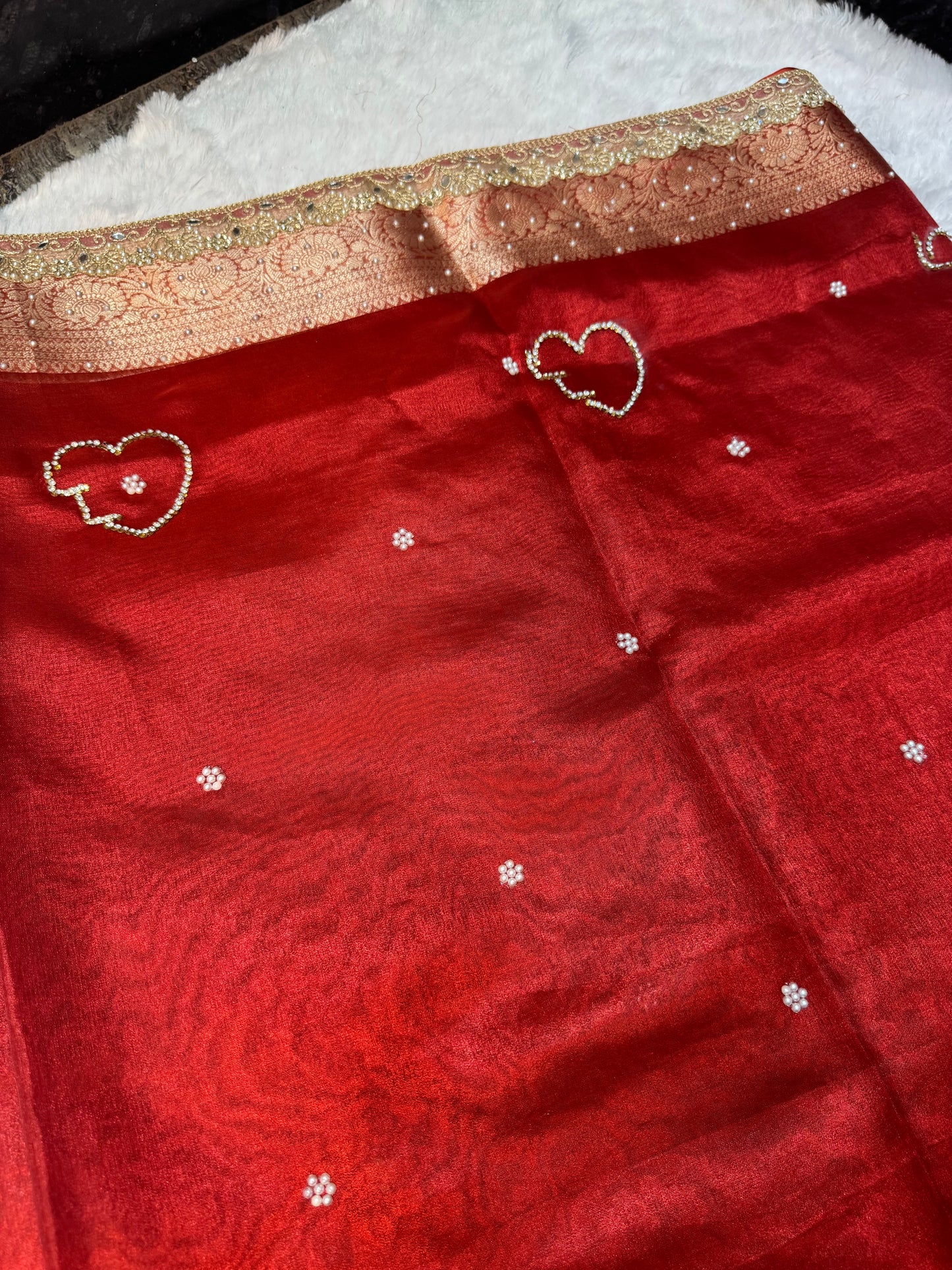 COUPLE NAME SPECIAL TISSUE SILK LACE WORK SAREE