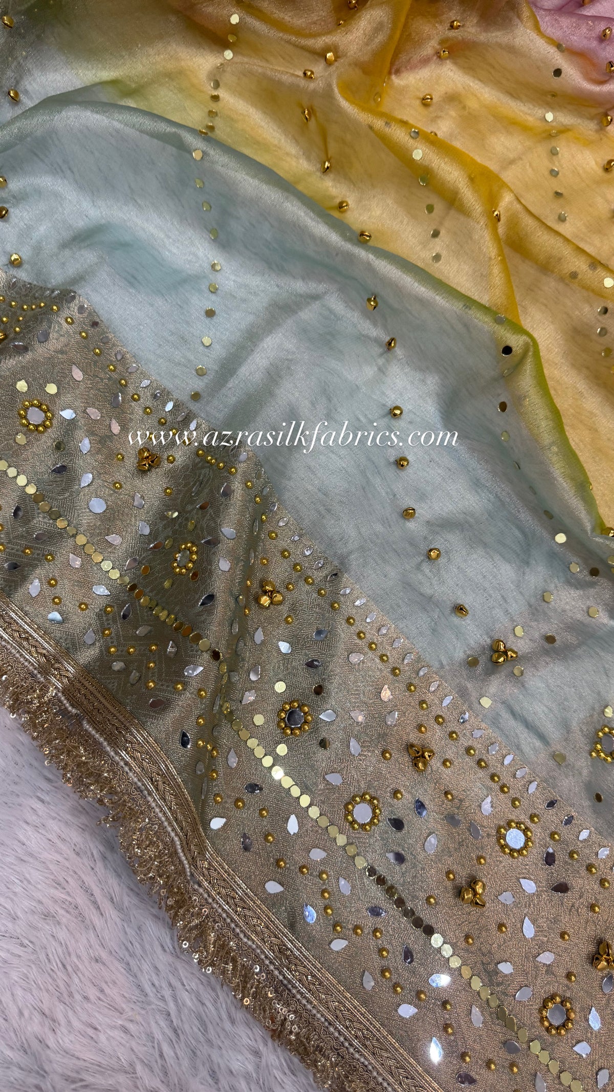 GHUNGHROO X RAINBOW tissue saree