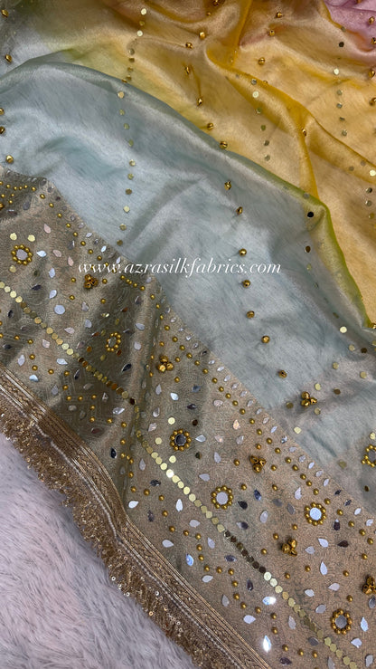 GHUNGHROO X RAINBOW tissue saree