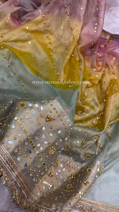 GHUNGHROO X RAINBOW tissue saree