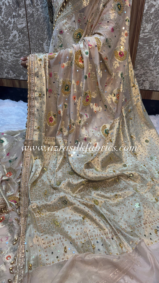 Ghunghroo X Banarasi khaddi georgette silk saree🫶🏻😍