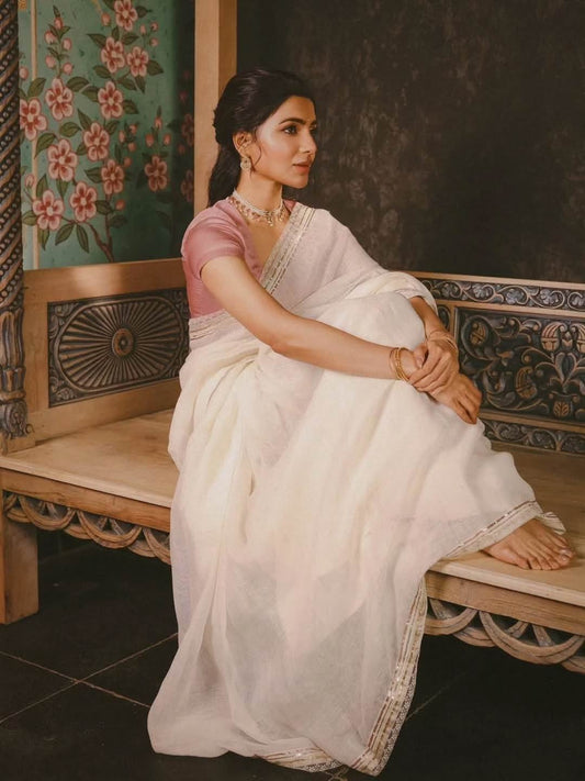 ✨ Samantha Royale – Katan Cotton Silk Aari Work Saree ✨