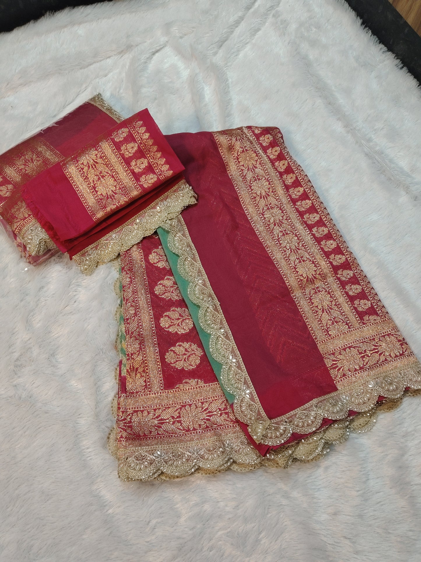 Banarasi Georgette Saree with Lace Border