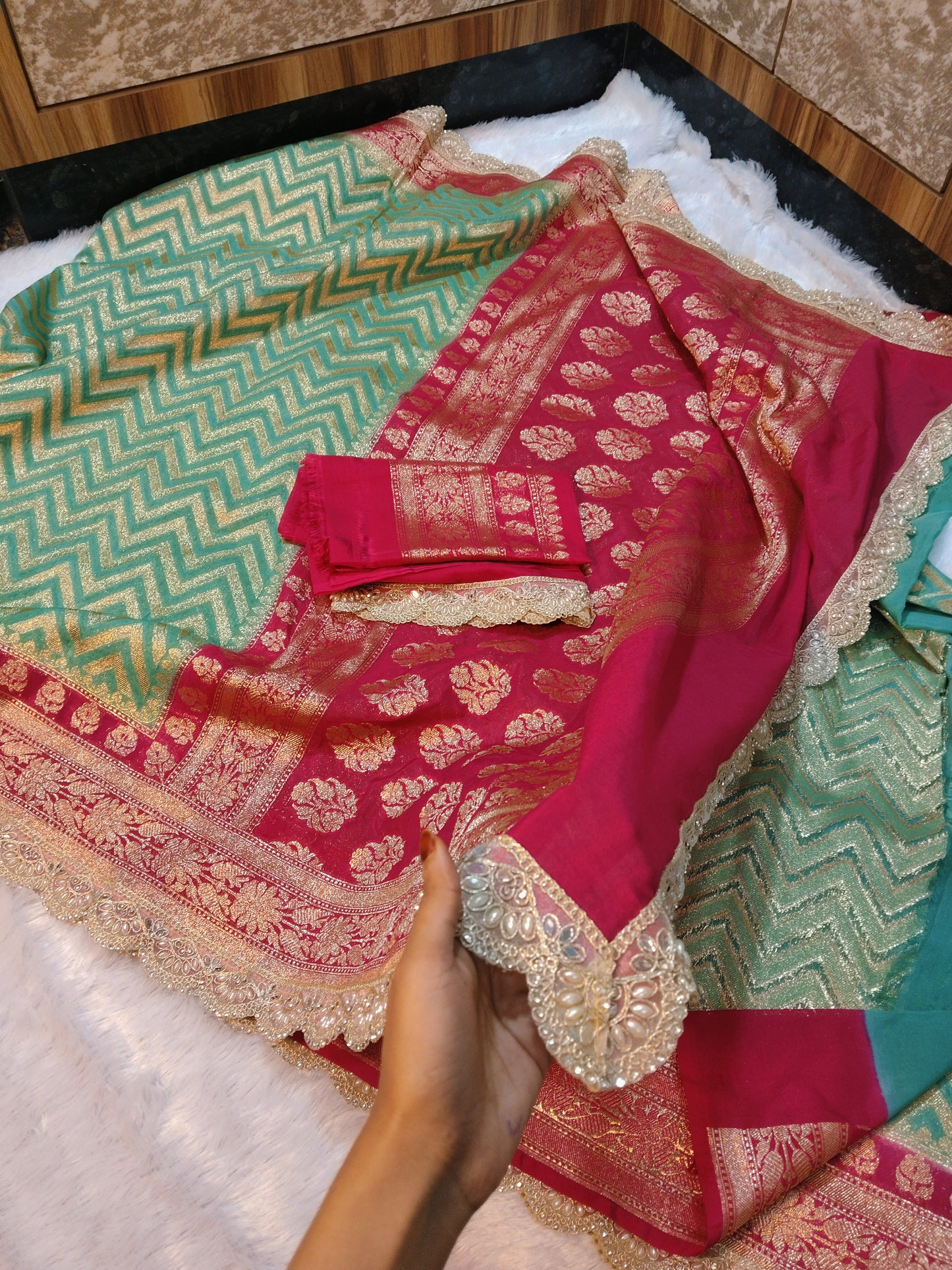Banarasi Georgette Saree with Lace Border
