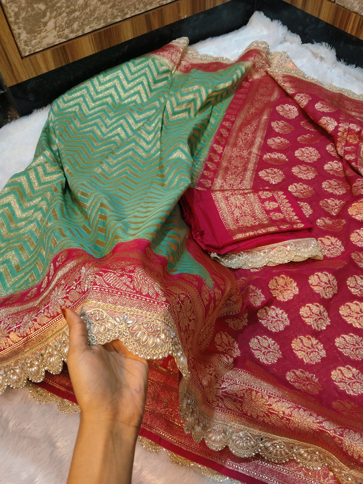 Banarasi Georgette Saree with Lace Border
