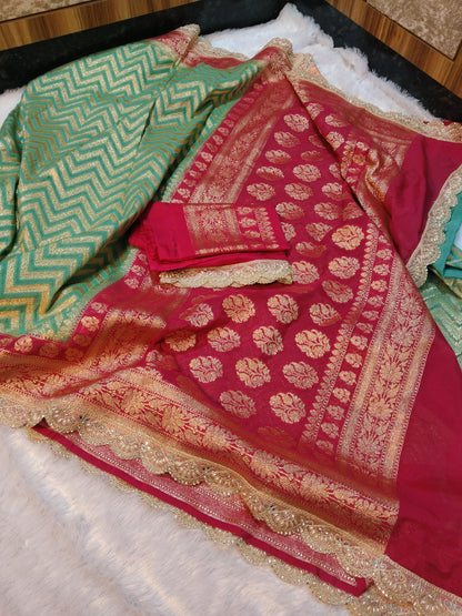 Banarasi Georgette Saree with Lace Border