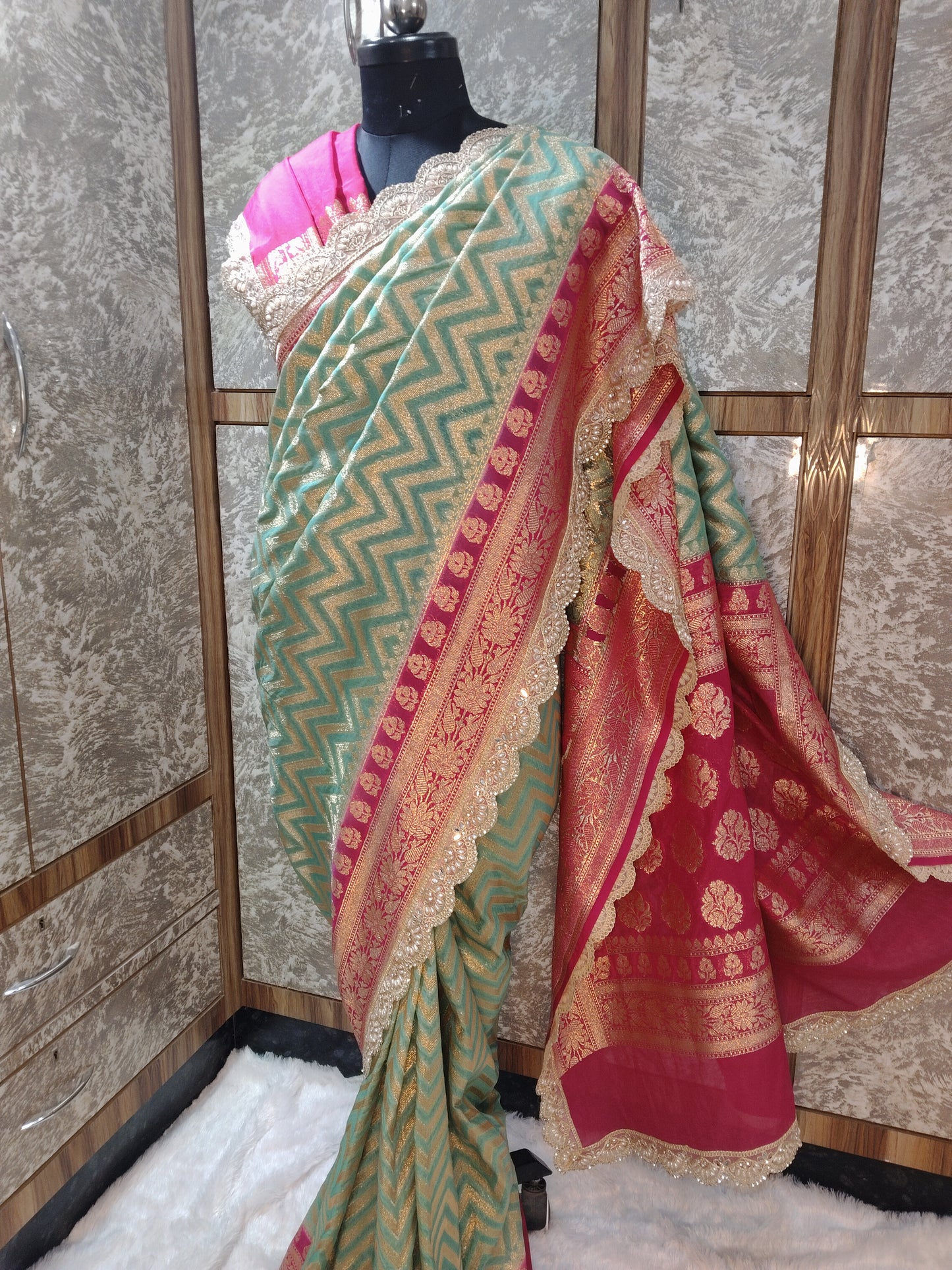 Banarasi Georgette Saree with Lace Border