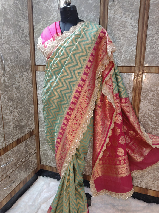 Banarasi Georgette Saree with Lace Border