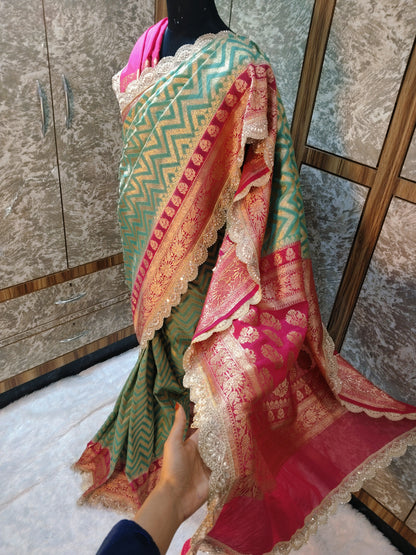 Banarasi Georgette Saree with Lace Border
